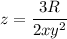 z = \dfrac{3R}{2xy^2}