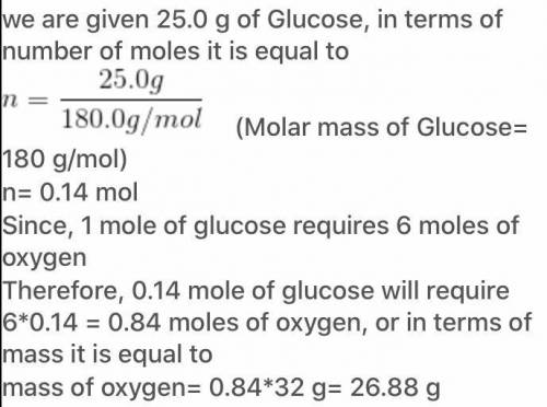 15. Glucose reacts with oxygen to give CO2 and H20. What mass of oxygen (in grams) is required for
