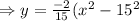 \Rightarrow y=\frac{-2}{15}(x^2-15^2}