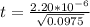 \Delat  t  =  \frac{2.20 *10^{-6}}{ \sqrt{ 0.0975  } }