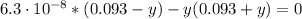 6.3\cdot 10^{-8}*(0.093 - y) - y(0.093 + y) = 0