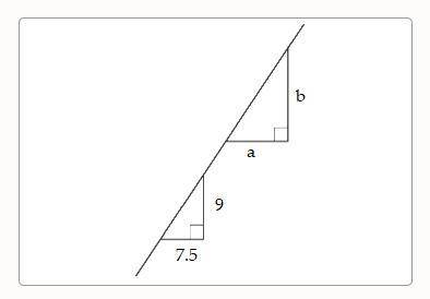 The two triangles shown are similar. Find the value of a/b