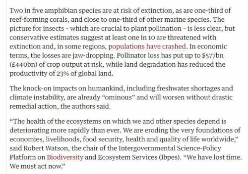 A report on earths species