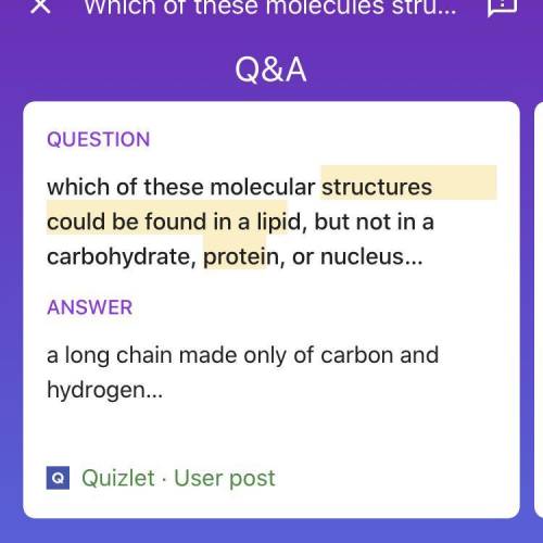 Which of these molecules structures could be found in a lipid, but not in a carbon hydrate, protein,