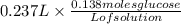 0.237 L\times \frac{0.138moles glucose}{Lof solution}