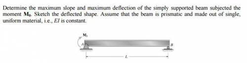 Determine the maximum slope and maximum deflection of the simply supported beam subjected the moment
