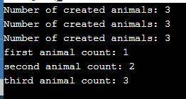 write a calss called animak that contains a static variable called count to keep track of the number