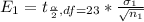 E_1 = t_{\frac{\alpha }{2}  , df = 23}  *  \frac{\sigma_1 }{\sqrt{n_1} }