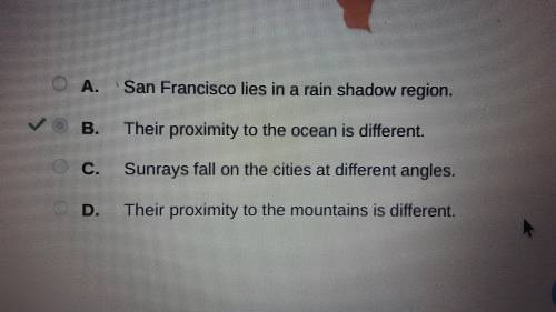 Select the correct answer.

San Francisco and Wichita lie on the same latitude. San Francisco has a