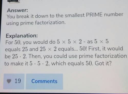 What is 50 written as a product of its own prime factor