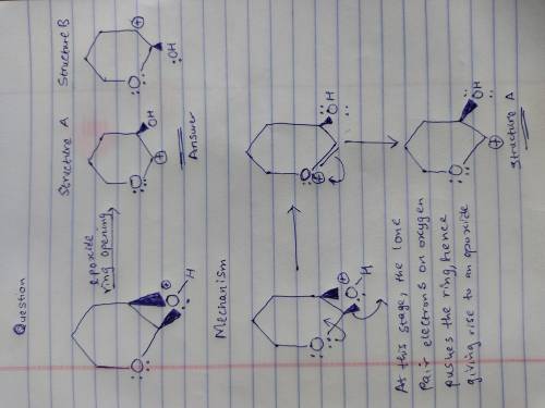 Which reaction product (A or B) is more likely to form in the epoxide ring opening reaction? Conside