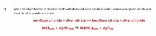When dissolved beryllium chloride reacts with dissolved silver nitrate in water, aqueous beryllium n
