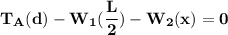 \mathbf{{T_A (d) - W_1(\dfrac{L}{2}) -W_2(x) = 0}}}