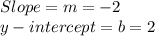 Slope = m = -2\\y-intercept = b = 2