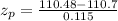 z_p  =  \frac{ 110.48-110.7}{0.115  }