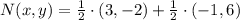 N(x,y) = \frac{1}{2}\cdot (3,-2)+\frac{1}{2}\cdot (-1,6)