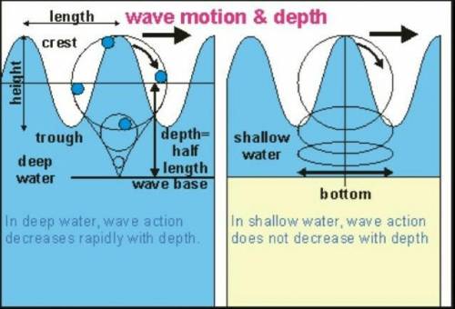 1. Draw a diagram to show how energy is transferred by water particles as a wave moves through water