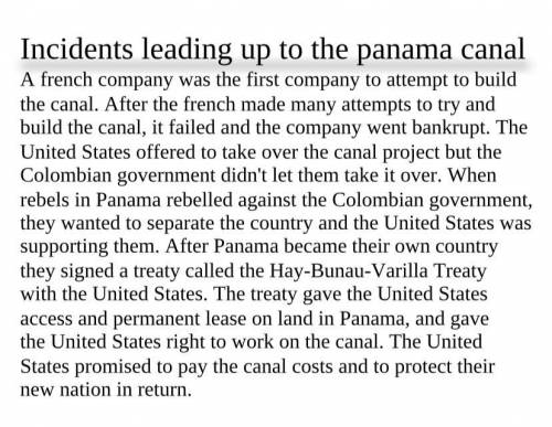 What were some incidents leading up to building the panama canal?