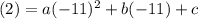 (2)=a(-11)^2+b(-11)+c