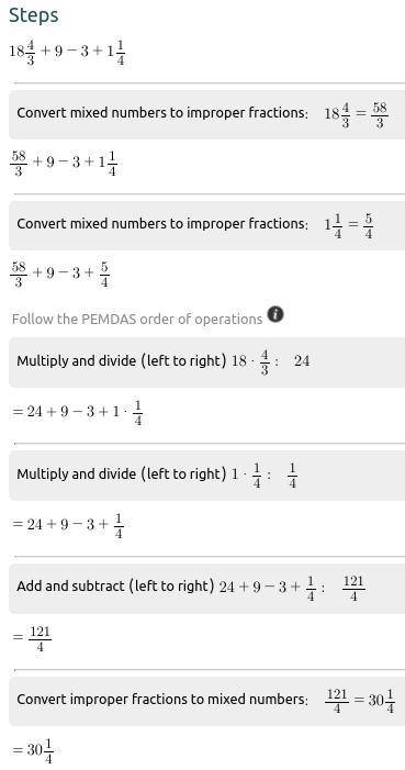 Simplifying Rational Number Expressions (with all four operations)
18 4/3+9-3+1 1/4