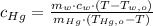 c_{Hg} = \frac{m_{w}\cdot c_{w}\cdot (T-T_{w,o})}{m_{Hg}\cdot (T_{Hg,o}-T)}