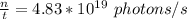 \frac{n}{t}  = 4.83 *10^{19} \  photons / s