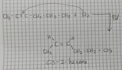 Identify the major product that is obtained when 2-hexyne is treated with H2 and Lindlar's catalyst.