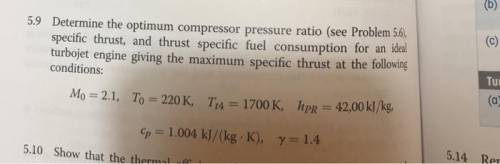 determine the optimum compressor pressure ratio specific thrust fuel comsumption 2.1 220k 1700k 4200