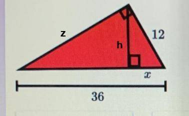 In the right triangle below, an altitude is drawn to the hypotenuse. Solve
for x.
