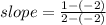 slope =  \frac{1 - ( - 2)}{2 - ( - 2)}  \\