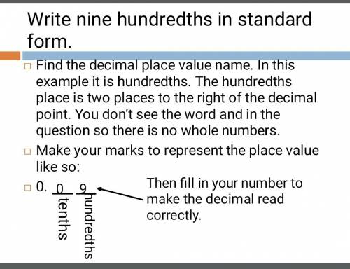 Write four hundreths in standard from.