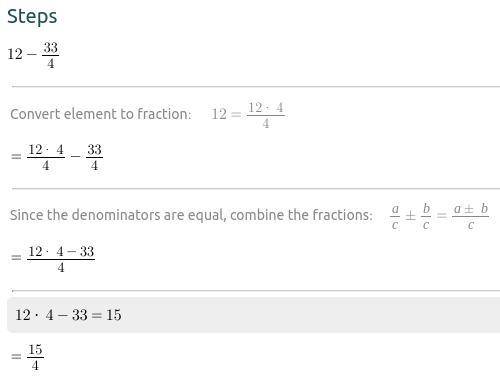 What is 12-33/4 in fraction form