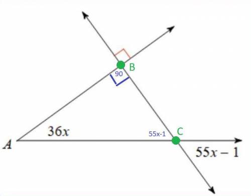 Determine the measure of angle A. PLEASE HELP PLEASE.

a.54 DEGREES
b.1 DEGREES 
c.36 DEGREES
d.32 D