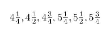 Mixed numbers from 4 to 6 with an interval of 1/4 between each pair of numbers