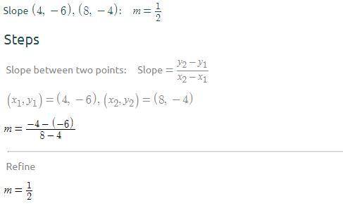A line includes the points (4, – 6) and (8, – 4). What is its equation in point-slope form