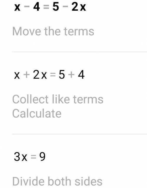 Me ayudan con esto? y la explicación, xfa <3
X − 4 = 5 − 2X