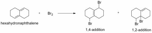 Provide the structure of the major product which results from 1,4-addition of br2 to the diene shown