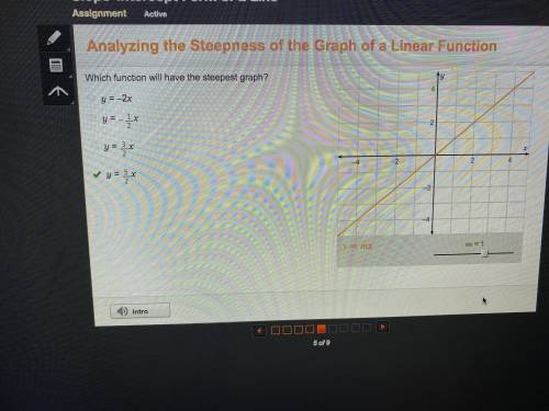Which function will have the steepest graph? O y=-2x O y=-* Oy = 3 x 2 2 Oy=