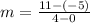 m=\frac{11-(-5)}{4-0}