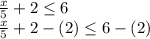 \frac{x}{5}+2\leq 6\\ \frac{x}{5}+2-(2)\leq 6-(2)