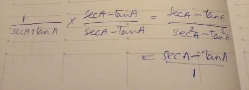 Prove that: (1/SecA-+TanA) = (SecA-TanA)​