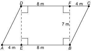 What is the area of this parallelogram?  a 28 m² b 56 m² c