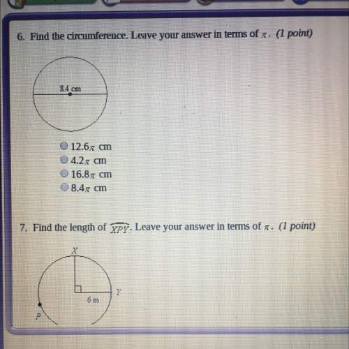 Find the circumference leave your answer in terms of pi.
