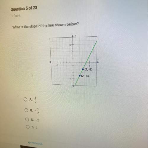 What is the slope of the line shown below?  (3,-2) (2,-4)