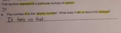 This symbol represents a particular isotope of carbon. the number 6 is the atomic number. what does