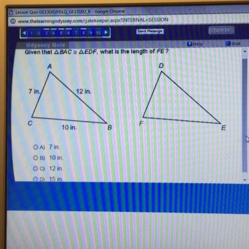 Given that triangle bac is congruent to triangle edf , what is the length of fe