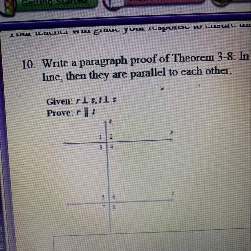 Write a paragraph proof of theorem 3-8: in a plane, if two lines are perpendicular to the same