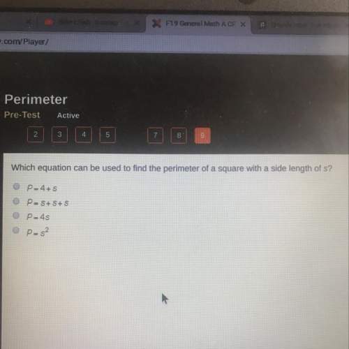 Which equation can be used to find the perimeter of a square with a side length of a.  a) p= 4