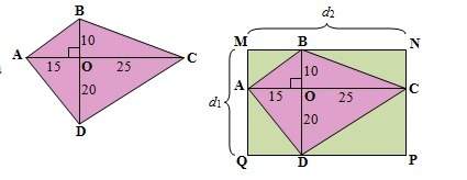 For quadrilateral abcd with ac ⊥ bd , find the area using the information in the pictures below. der
