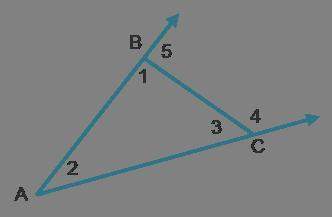 Examine the diagram. it is not drawn to scale. angle measure in a triangle which statements are true